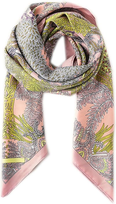 Dames Sjaal – Halsdoek – Bloemen – Hoofddoek – 90 x 90 cm – Roze