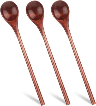 Set van 4 Houten Lepels met Lange Handgreep - Ideaal voor Honing, Koffie en Keukenaccessoires, 17 cm Lang