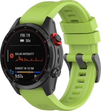 By Qubix - Geschikt voor Garmin bandje - 26mm Quickfit - Siliconen sportbandje - Groen - Geschikt voor Garmin Fenix 7X / 6X / 5X