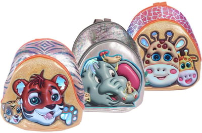 PIA Soft Toys-Set van 3 - 3D rugzakken wilde dieren 3 ass. 30 cm x 24 cm x 8 cm