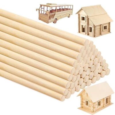 50 stuks onafgewerkte deuvelstaven van natuurlijk hout - hardhouten stokjes voor doe-het-zelf projecten (200 mm x 5 mm)