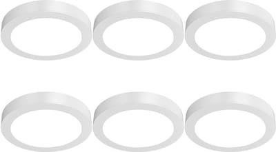 LED Paneel Slim Opbouw 6 Stuks - Brinton Thin - 24W 2400lm 120° Bundelhoek - Helder/Koud Wit 6500K - IP40 - Rond - Wit - Ø300mm