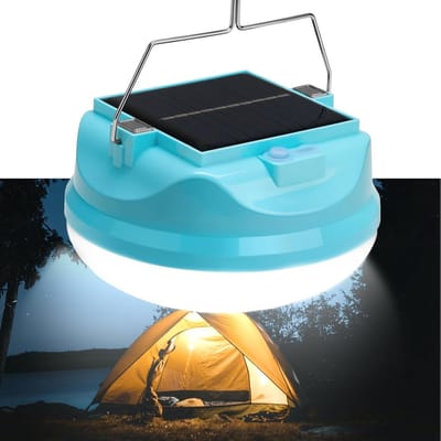 ZVD Solar Campinglamp Tentlamp, Oplaadbare LED Campinglantaarn voor Stroomuitval met 4000mAh IPX4 Waterdicht, Type-C Opladen, 3 Dimstanden, Draagbare Magnetische Haak, Powerbank, 200W, BLAUW