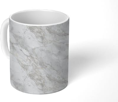Mok - Koffiemok - Grijs - Wit - Marmer print - Mokken - 350 ML - Beker - Koffiemokken - Theemok