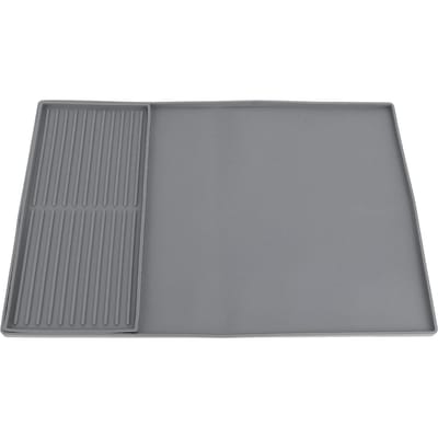 2-in-1 Siliconen Koffiemat Koffiebar Mat met Afdruipmat voor Keuken Aanrechtbladen Koffiebar gray