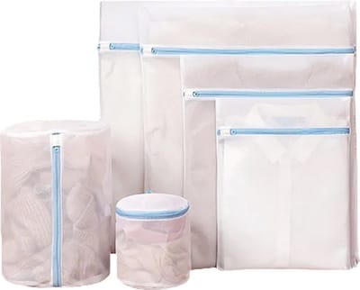 ATTREZZO® Waszak - set van 6 - diverse maten - met rits - Wit - Wasnet - Wastas - Ideaal voor lingerie - BH - kwestbare kleding