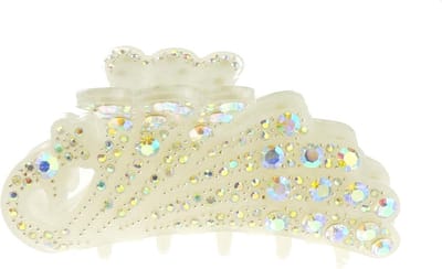 Elegante Haar Klem met Kristallen en Pauwen Detail - 9cm