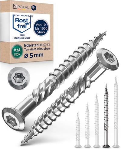 Terrasschroeven RVS 5x70mm - 800 stuks Lenskop Torx Roestvrij Staal Houtschroeven