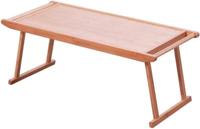 Lage Tafel - Vloertafel Klaptafel - Ontspannen Buiten - Opvouwbaar Bamboe - 96 x 43 x 39cm - Beige
