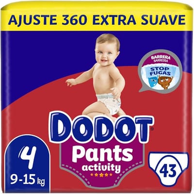Dodot Activity Pants luierbroekjes maat 4, 43 stuks, 9-15 kg, 12 uur lekvrije bescherming