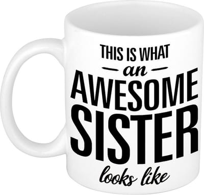This is what an awesome sister looks like tekst cadeau mok / beker - 300 ml - zus / zussen kado