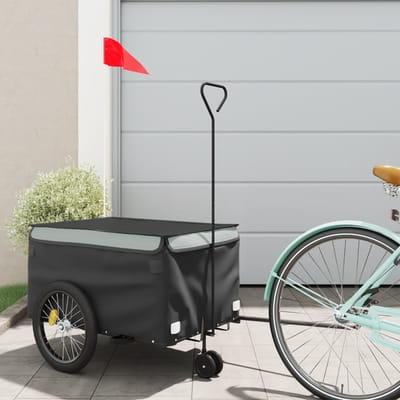 vidaXL - Fietstrailer - 30 - kg - ijzer - zwart - en - grijs