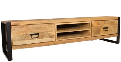 Tv meubel lichtbruin mangohout 180cm Avelyn tv kast duurzaam mango massief hout tv-meubel