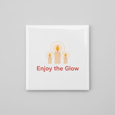 Keramische Tegel “Enjoy the Glow” met Kaarsen Illustratie – Warme Inspirerende Wanddecoratie – 15 x 15 cm