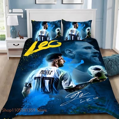 Voetbalster M-Messis Beddengoed Dekbedovertrek Kussensloop Volwassene Jongen Meisje Slaapkamer Decoratie Kinderen Enkel Dubbel Grote Maat 100x135cm-2pcs gray