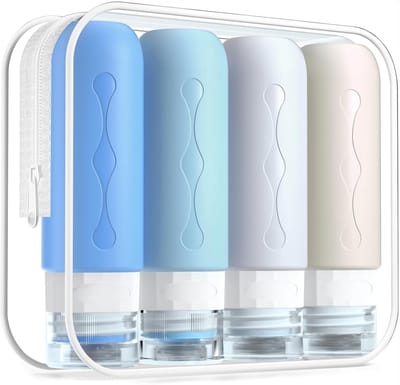 BOTC Reisflesjes met Etui - 90ml Siliconen Reisflacons - 5-Delig - Reisaccessoires - Cosmetica Potjes - Reis Flesjes