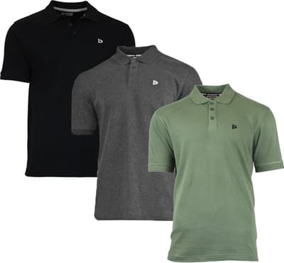 3-Pack Donnay - Polo (Noah) - Sportpolo - Heren - Black/Charcoal/Army green (416) - maat XL