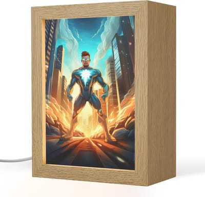 Nachtlampje 15x20 cm - Kinder lampje - Superhelden - Kinderen - Jongens - Tafellamp kinderkamer - Slaapkamer lamp - Bedlamp kinderen - Kinderlampje stopcontact - Wandlamp babykamer - Nachtlampjes