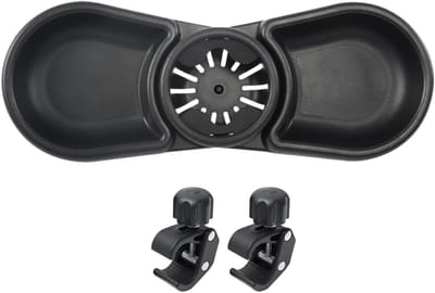 Snackhouder Kinderwagen - Opbergdoos Baby - Onderweg Eten - 360 Graden Rotatie - 39 x 15 x 12 cm - Zwart