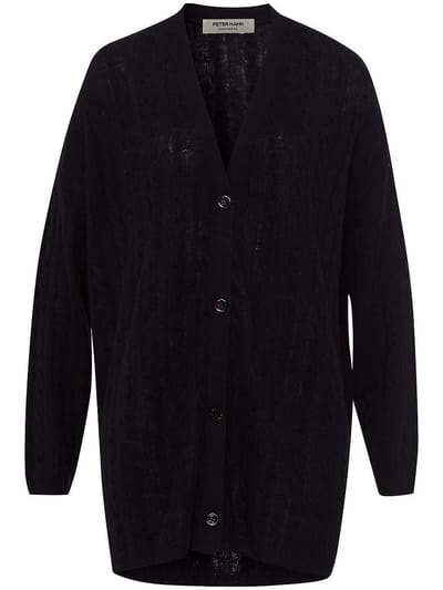 Lang vest 100% kasjmier Van Peter Hahn zwart