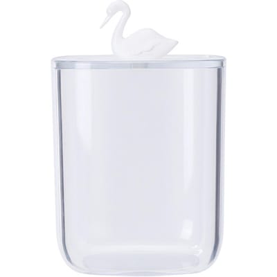 Contenants de salle de bain Multifonction Transparent Boîte de rangement pour cotons-tiges avec couvercle pour la maison Cygne white