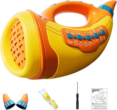 Kindertrompet Speelgoed - Dierenbeller Muziek - Interactief Leren - Ontwikkelt Ademhaling - 19x13x9 cm - Oranje