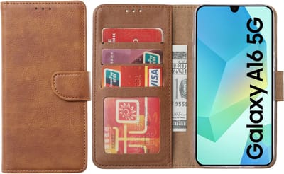 Hoesje geschikt voor Samsung Galaxy A16 (5G/4G) hoesje - Arara bookcase - Bruin