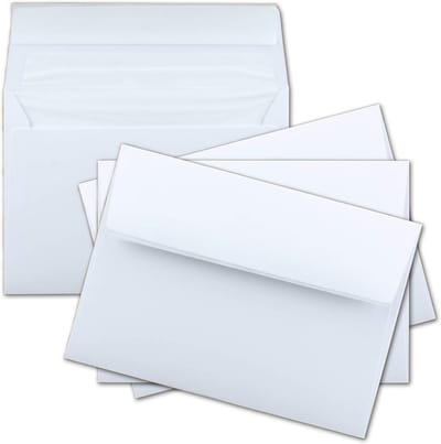 150 Witte Enveloppen C6 (11,4 x 16,2 cm) Met Luxe Zijden Voering en Zelfklevende Sluiting