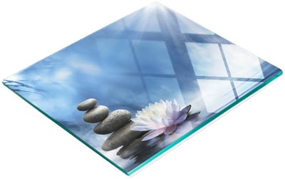 Keukenplank van gehard glas met decoratieve Zen-stenen, 60x52 cm