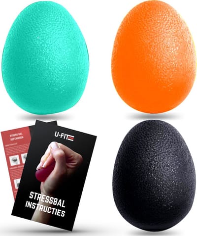 U Fit One 3 Delige Stressbal Set - Stressballen - Fidget - Hand en Pols - Trainer - RSI - Fitness - Incl. Handleiding met Oefeningen
