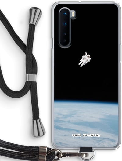 Case Company® - Hoesje met koord geschikt voor OnePlus Nord hoesje met Koord - Alone in Space - Telefoonhoesje met Zwart Koord - Bescherming aan alle Kanten en Over de Schermrand