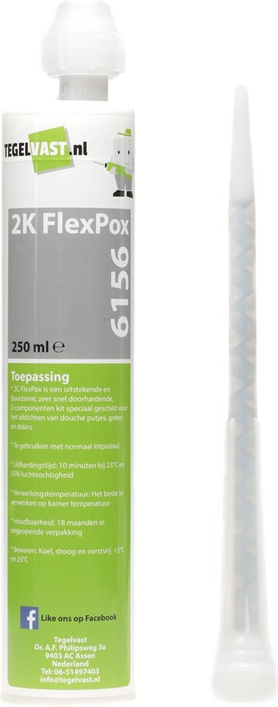 Tegelvast flexibele Epoxy Kit 6156 – Kleur Cementgrijs – 2 Componenten Siliconenkit Sanitair – Schimmelwerende Afdichtingskit tegen lekkages