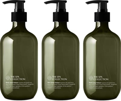 The Spa Collection Vetiver - Ecocert Cosmos Natural - Body Wash + Handzeep + Body Lotion - 475 ml gerecyclede pompfles - Set van 3 stuks