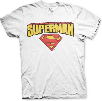 DC Comics Superman Heren Tshirt -S- Blockletter Logo Wit