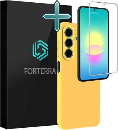 Hoesje Met Screenprotector - Geschikt voor Samsung Galaxy A27 - Sterk & Shockproof - Telefoon Hoes - Back Cover - Siliconen Case - Geel