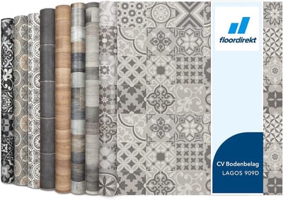 FLOORDIREKT PVC-Vloeren - Lagos 909D - Vinyl Vloeren - Tegeloptiek - Dikte 2,8 mm - 100 x 100 cm