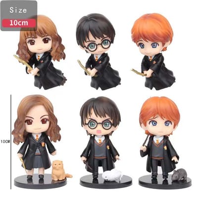 3 stuks/10 stuks Harryy Q Stijl Potter Posket Hermione Ron Hedwig Vinyl Figuur Speelgoed Taart Decoratie Auto Model PVC Poppetje Cadeau Speelgoed