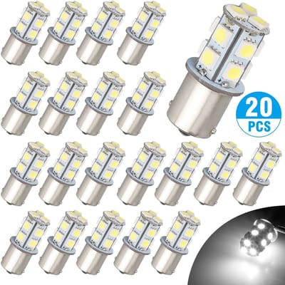 Oneay Set van 20 BA15S 1156 LED lampen wit – P21W S25 5050 13SMD – 12V verlichting voor auto achteruitrijlicht en interieurverlichting