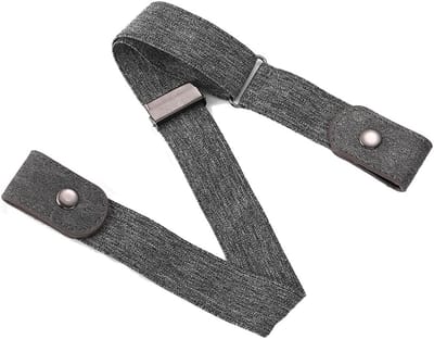 Set van 2 Elastische Riemen zonder Gesp, Verstelbare Onzichtbare Stretchriem voor Jeans, Broeken en Jurken in Grijs