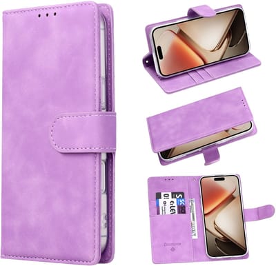 Casemania Hoesje Geschikt voor Apple iPhone 16e - Paars - Kunstleer Portemonnee Book Case
