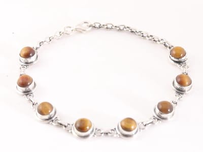 Fijne zilveren armband met tijgeroog