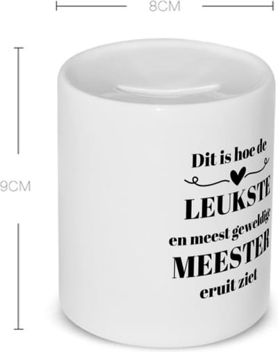 Akyol - dit is hoe de leukste en meest geweldige meester eruit ziet Spaarpot - Meester - meest leukste leraar - verjaardag - cadeautje voor meester - meester artikelen - kado - geschenk - collega's - 350 ML inhoud