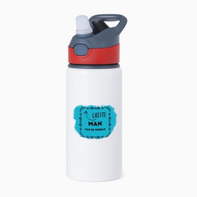 Hacebo® - liefste man van de wereld waterfles met rietje rood - Vriend/vriendin - de liefste man - valentijnsdag - verjaardag - cadeautje voor vriendje - kado - geschenk - water fles - 650ML