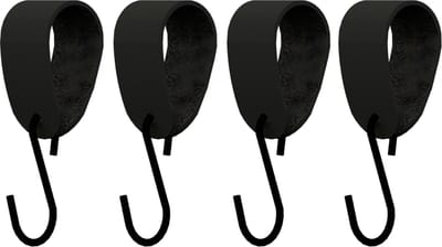 S-haakje Zwart + leren hanger: ZWART - Maat M - set van 4 (S-haakjes - kapstokhaakje - handdoekhaakje - kapstokhaak - ophanghaken - S-haken)