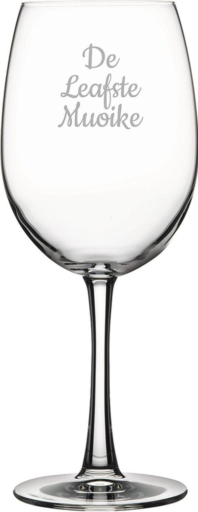 Gegraveerde Rode wijnglas 58cl De Leafste Muoike