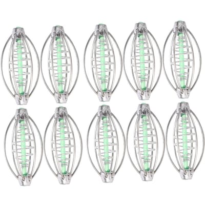 10 stuks roestvrijstalen veervisvoederbakhouder, visgerei-accessoire met hangerkraal XL 36g