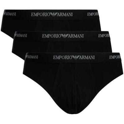 Armani slips met logo band 3-pack zwart