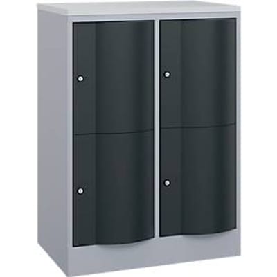 C+P Resisto lockerkast, 2 vakken, 4 vakken, B 772 x D 540 x H 1077 mm, blank aluminium/antracietgrijs