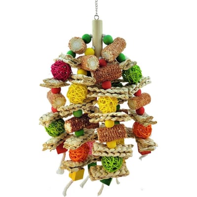 Grands jouets à mâcher pour perroquets, cage à oiseaux en bois coloré, noix de maïs naturelles, jouet pour perroquet gris d'Afrique A