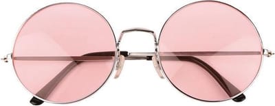 Roze Hippie Bril XL – Flower Power Look voor Festivals & Themafeesten
